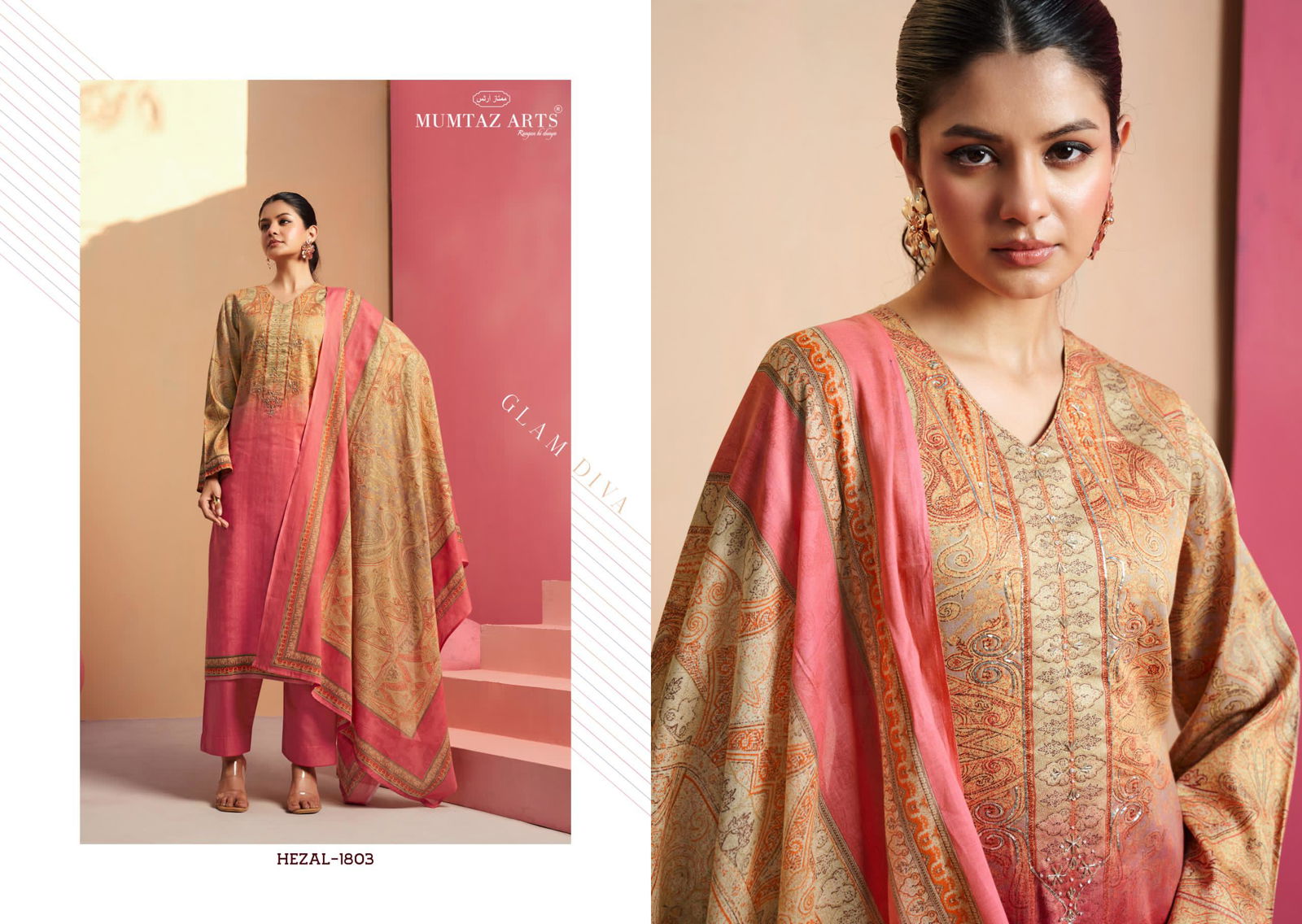 Hezal By Mumtaz Jam Satin Digital Printed Dress Material Orders In India